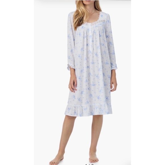 Eileen West Knee Length Floral Knee Length Robe With Pockets L - Picture 1 of 5